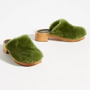 Swedish Hasbeens Fluff Clogs from Anthropologie